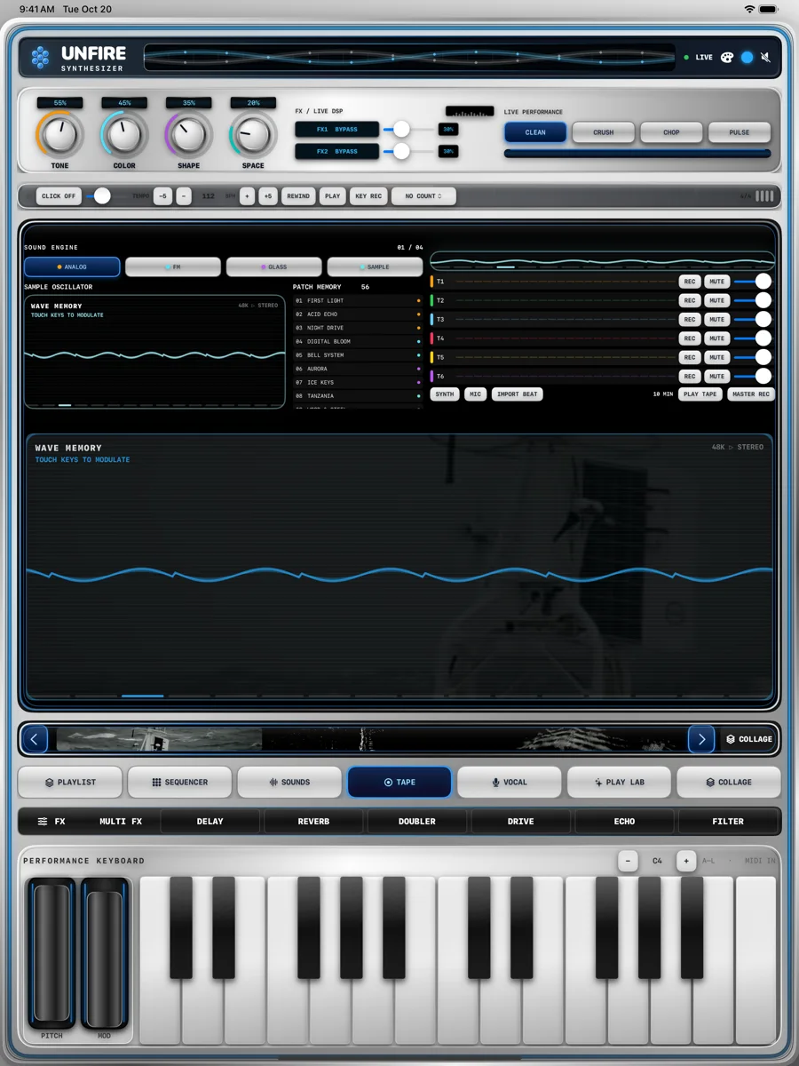 Unfire Synthesizer en iPad